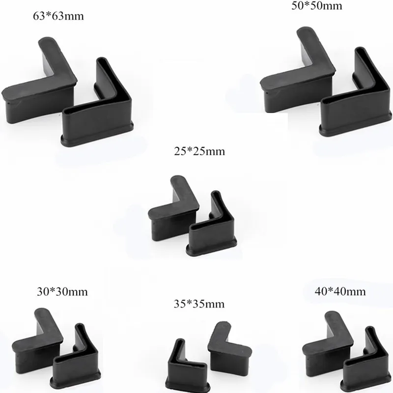 8/16 pces ângulo ferro pé almofadas l em forma de luva de borracha ferro cama almofada do pé capa de mobiliário preto piso antiderrapante protetor ferramenta