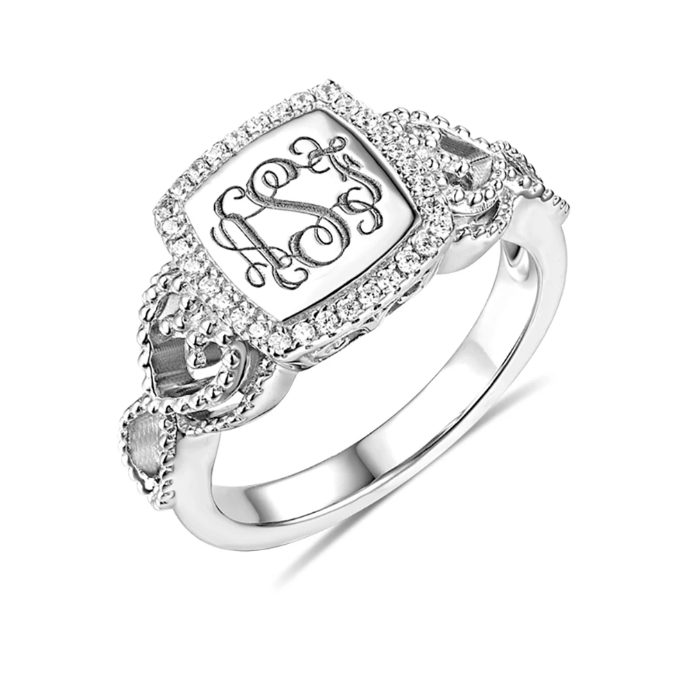 Uonney Dropshipping Customized Women's Engraved Classic Monogram Ring Valentine's Day Gift Enterprise Custom Jewelry