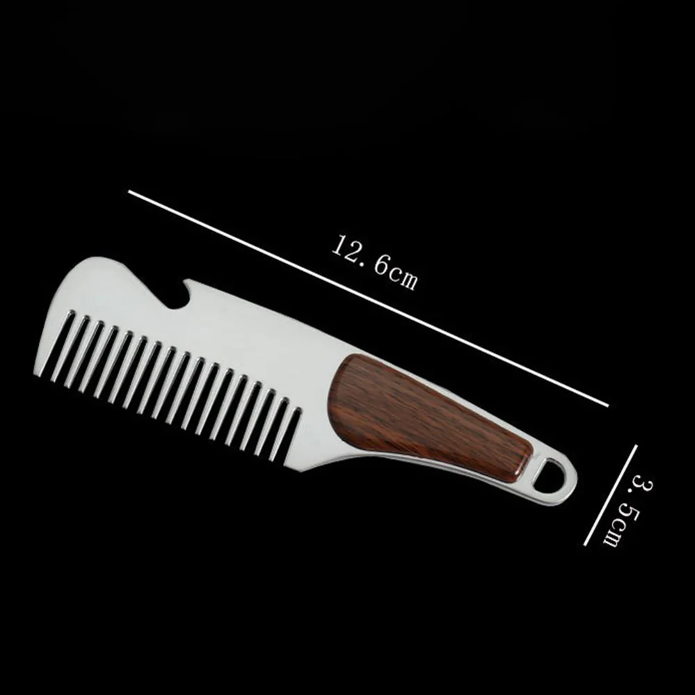 Beard Comb Mens Shaving Pocket Comb Portable Male Steel Mustache Brush Hair Styling Hairdressing Hair Cutting Tools