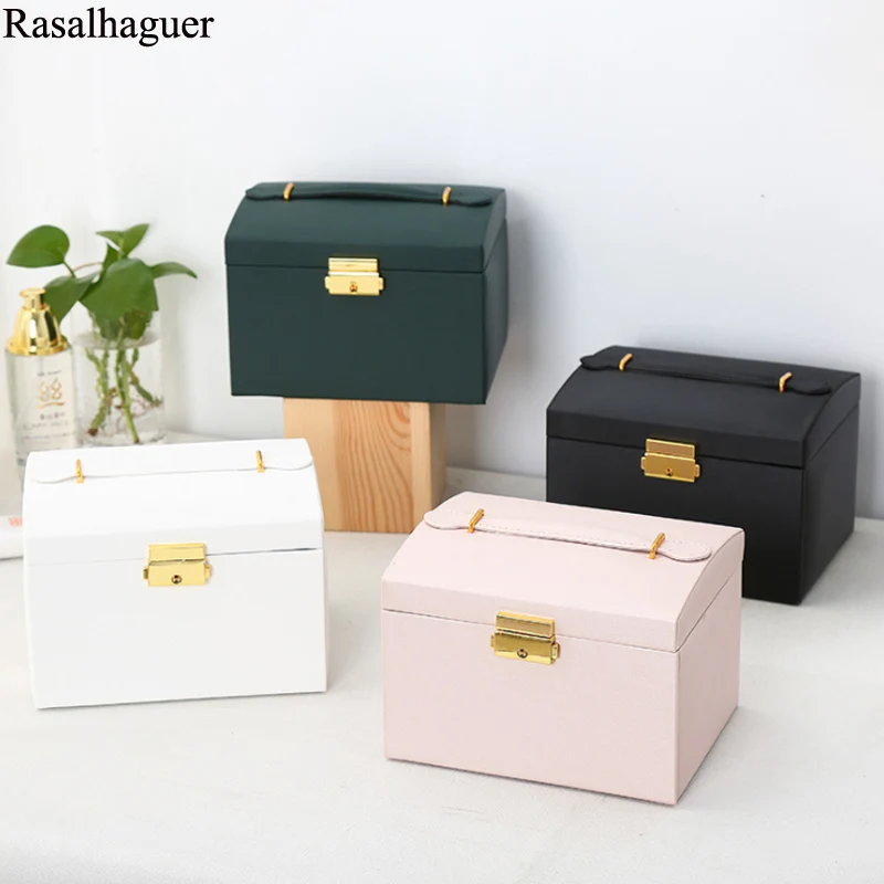 Jewellery Box Organizer Storage With Key Earrings Ring Top Selling Simple 3-layer Leather Drawer Type For Women Jewelry Gift Box