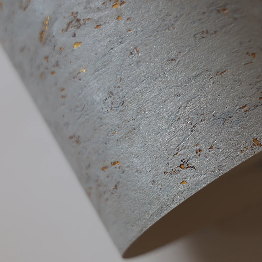 MY WIND  0.91*5.5M/Roll Gold bottom bule Color Cork Metallic Wallpaper