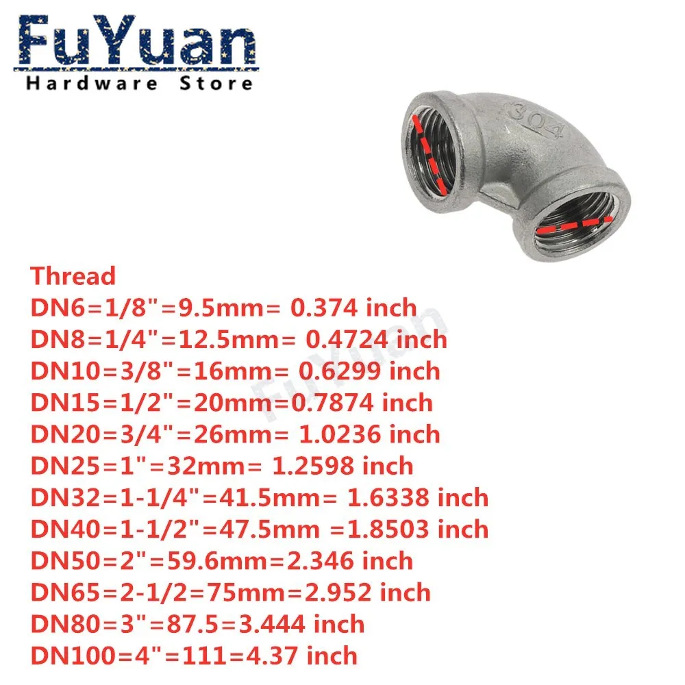 1pcs SS 304 Stainless Steel  DN8-DN50\