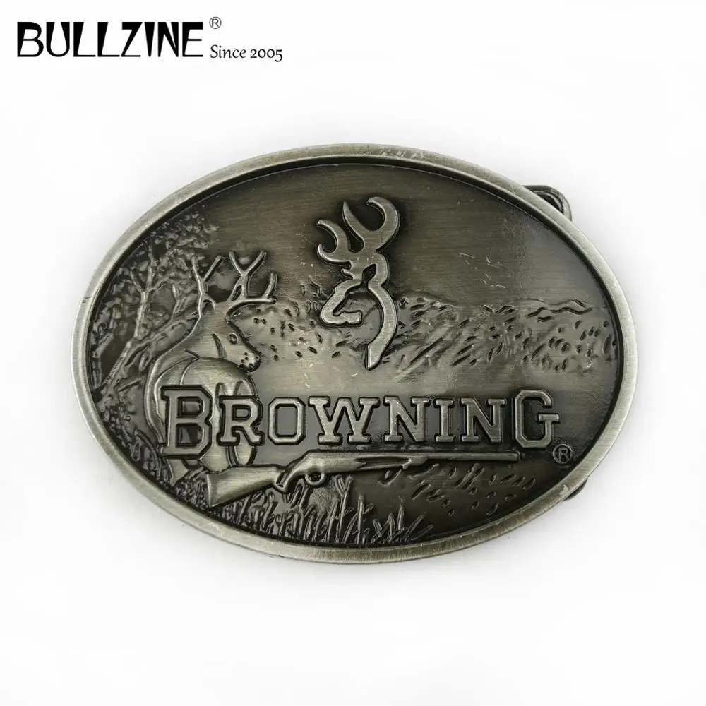 Bullzine retro zinc alloy belt buckle with pewter finish & antique brass finish FP-03557 for 4cm width belt drop shipping