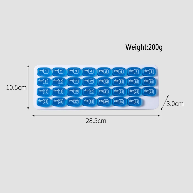 Monthly Pill Organizer 31 Days With Portable Holder For Daily Medication And Vitamins Suitable For Travel Removable Pill Box