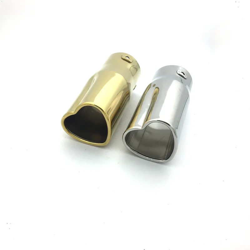 63mm/2.48'' Universal Car Heart-shaped Exhaust Tailpipe Muffler Tube Stainless Steel Silver / Gold Style Chrome