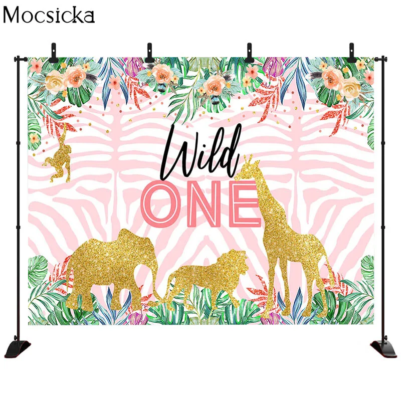 MOCSICKA Baby Shower Background Tropical Jungle Animals Decoration Style Newborn Baby Photo Background Photography Studio