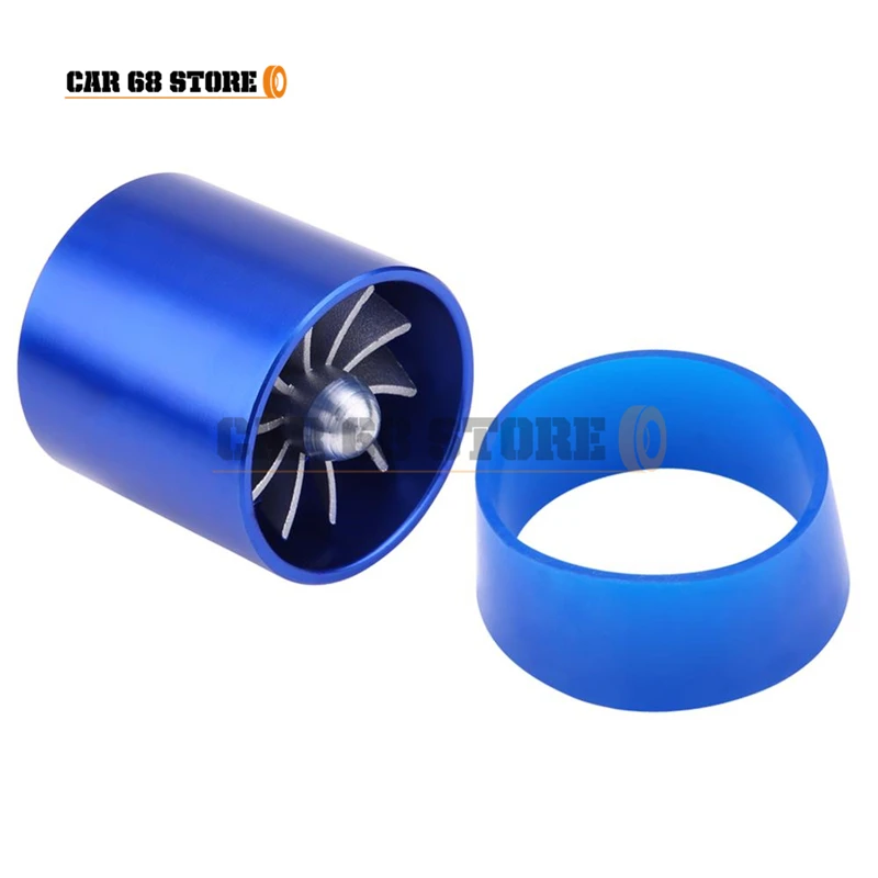 55mm Car Turbocharger Turbo Compressor Durable Fuel Saving Fan with Rubber Covers Conversion Accessories Power General Blue