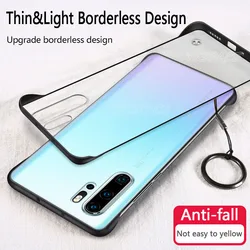 Frameless Matte Hard PC Case + Finger Ring For Huawei P30 P40 P50 P60 Art Pura 70 Pro Cases Shockproof Phone Cover