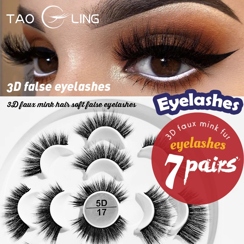 

TAOLING New 7 Pairs Multipack 3D Faux Mink Fur Eyelashes ​Handmade Wispy Fluffy Long Lashes Natural Eye Makeup Tools Eye Lashes