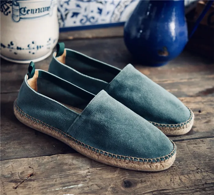 SHOOEGLE High Quality Men Casual Weaving Shoes Slip-On Breathable Comfortable Loafers Flats Fisherman Shoes Zapatos Hombre