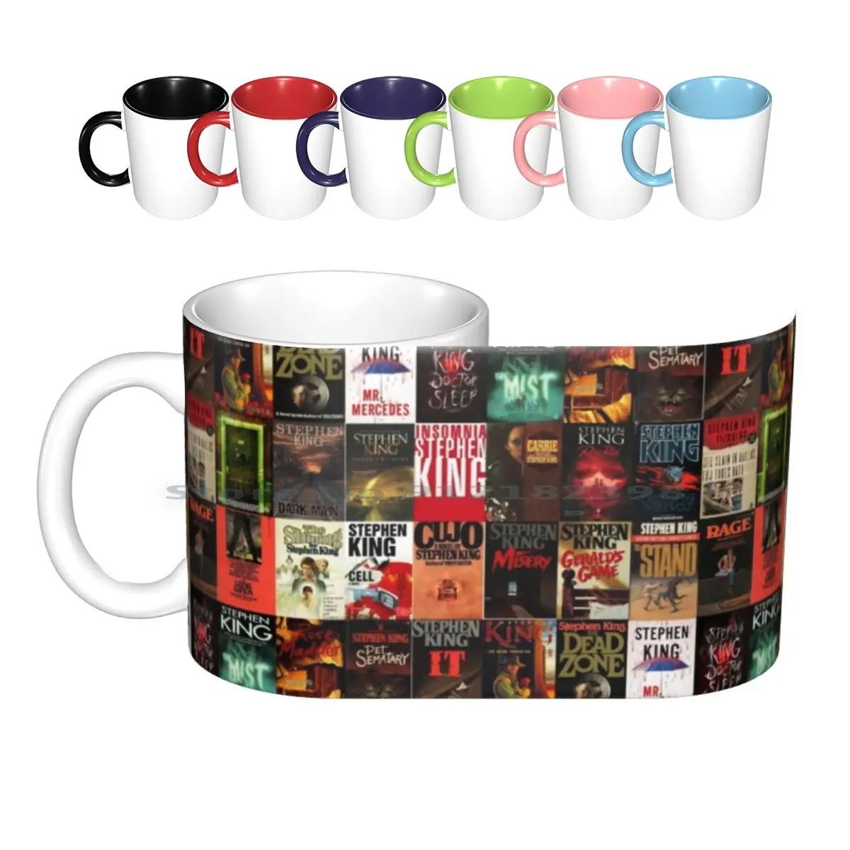 Stephen King Book Cover Collage Ceramic Mugs Coffee Cups Milk Tea Mug Stephen King Book Collage Cover Covers Books Horror Tv