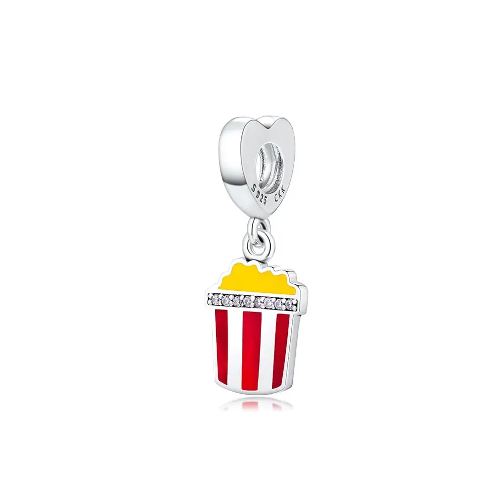 

CKK 100% 925 Sterling-Silver-Jewelry Delicious Popcorn Dangle Charm DIY Fits for Making Charms Bracelets Necklace