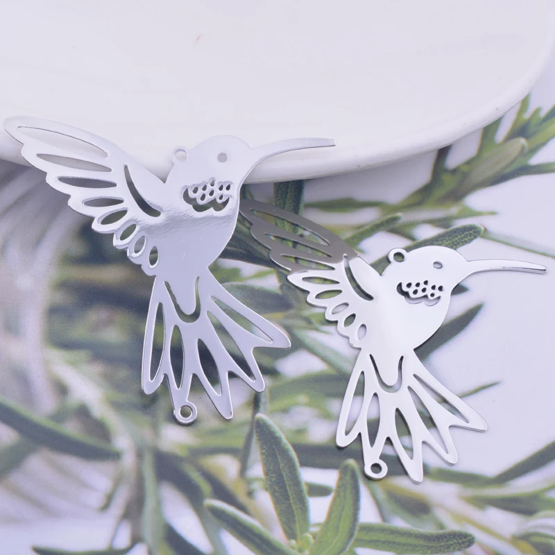 10 Stück 40*44mm rhodinierte Kolibri-Verbinder Tieranhänger Schmuckanhänger Hängedekoration Sonnenfänger-Zubehör – Detail 1