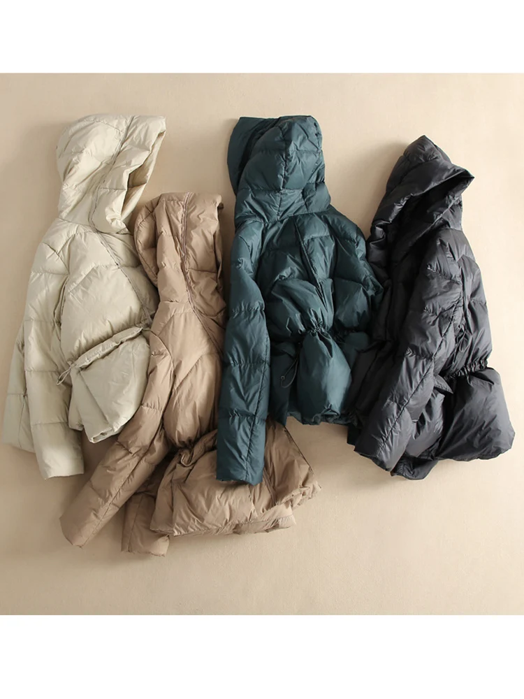 Sedutmo inverno moda túnica pato para baixo casaco feminino com capuz oversize quente jaquetas preto outono bolso casual parkas ed1762