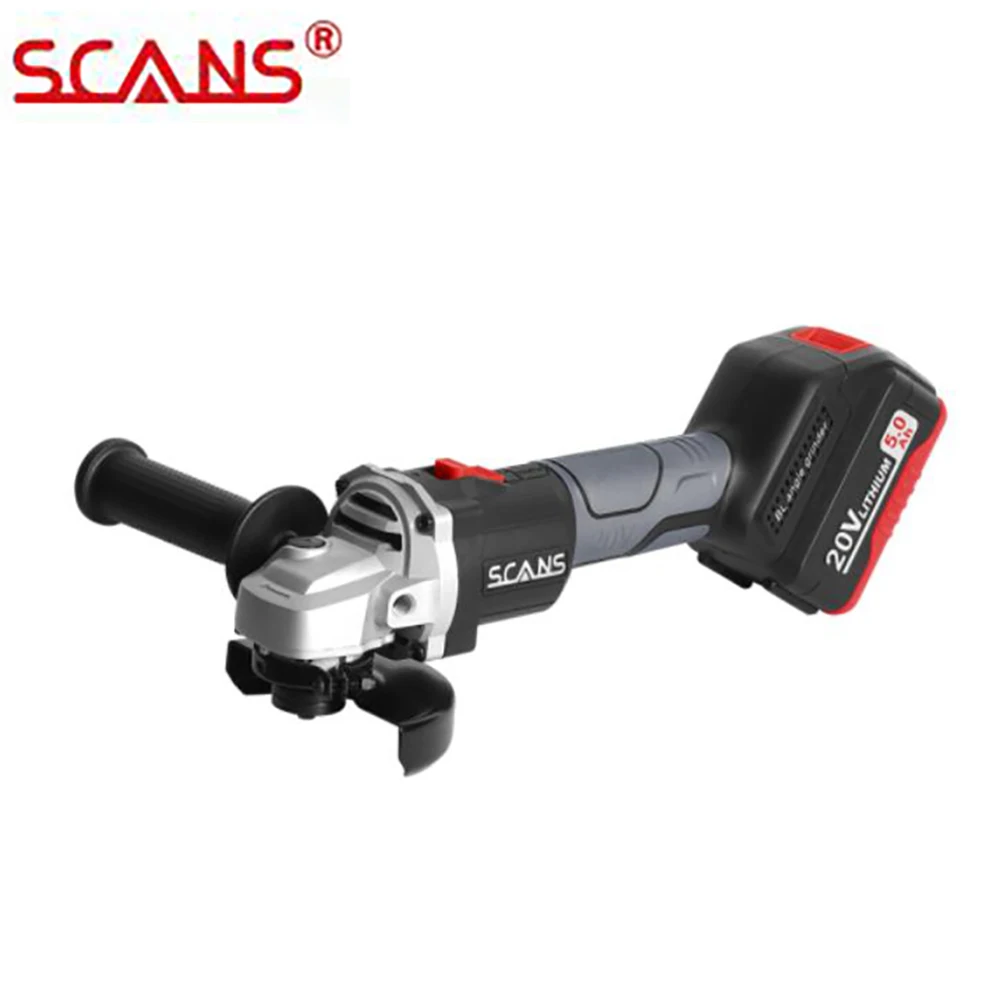 SCANS SC6180 20V Brushless 100mm Angle Grinder 20V Lithium-Ion 5000mAh Battery Machine Cutting Electric Angle Grinder Grinding