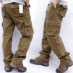 Men's Overalls Cargo Pants Multi Pockets Tactical Work Casual Pants Pantalon Hombre Streetwear Army Straight Long Trousers