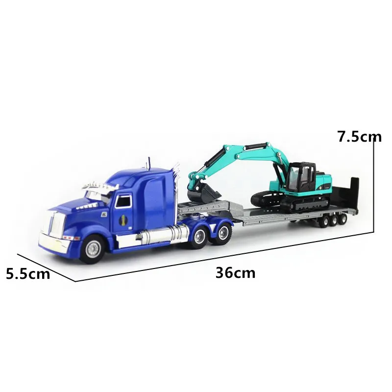 High-quality 1:50 flatbed trailer transport model,flatbed transport excavator toys,exquisite gift packaging