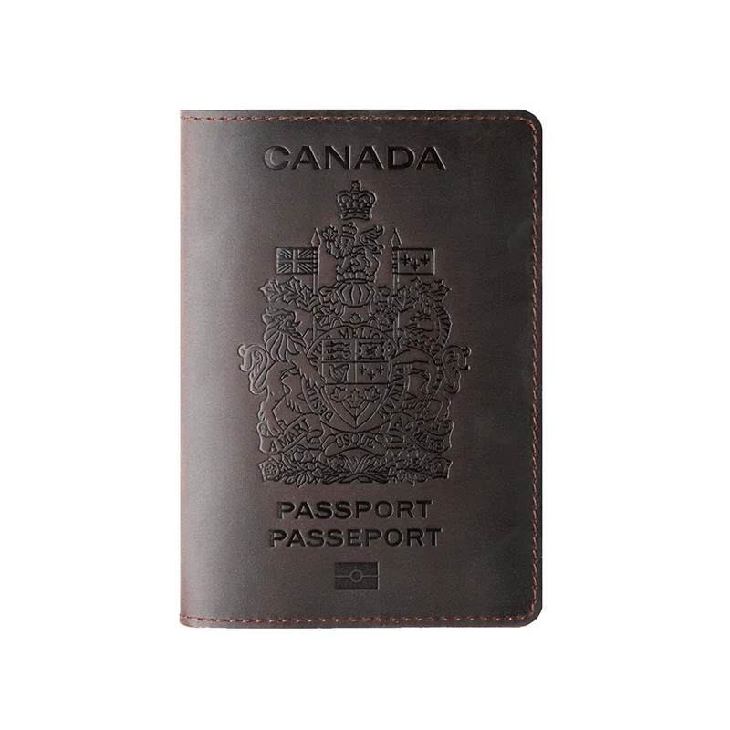 

Canada Genuine Leather Passport Cover For Canada Credit Card Holder Passport Case Unisex Travel Wallet