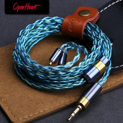 OPENHEART 8 Core Silver-copper alloy Cable Multicolor 0.78 2Pin MMCX 3.5/2.5/4.4mm Balance Earphones Headphone Upgrade Cable