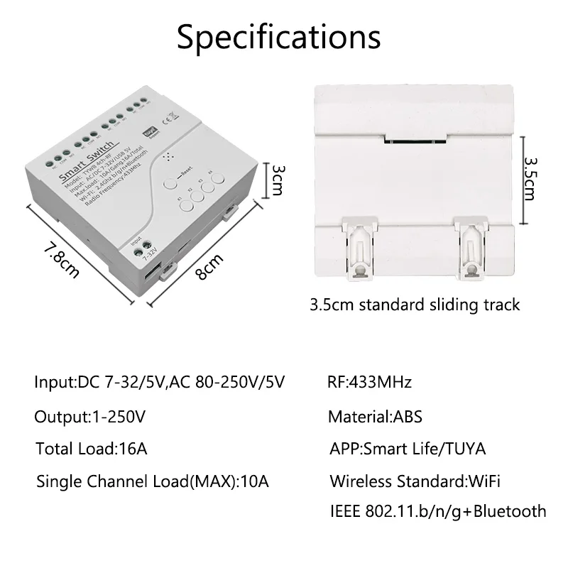 Tuya WiFi Wireless 4-Gang Smart Switch Module Inching Interlock Relay Controller, fai da te la tua casa, funziona con Alexa Google Home