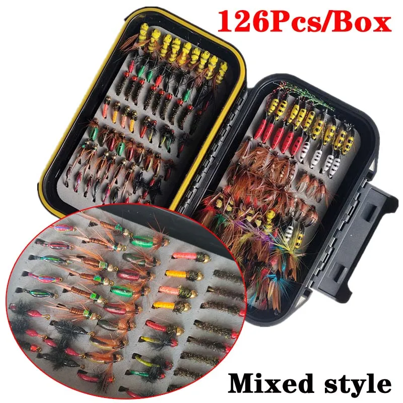 40-126pcs Bionic Insect Fly Fishing Hook Trout Lures fishing lure Flies Nymphs Ice Fishing Lure Artificial Bait for Pesca