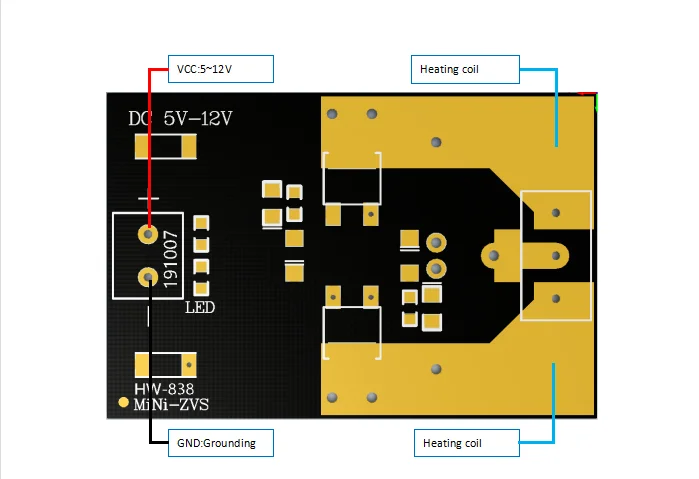 Imagem -06 - Mini Placa de Aquecimento por Indução Zvs Flyback Driver Aquecedor Faça Você Mesmo Fogão Bobina de Ignição Venda Quente sem Torneira Placa Terminada dv 5v12v 120w