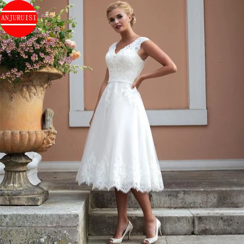 

Short Wedding Party Dress 2022 Elegant Lace V Neck Robe De Soirée Mariage Hochzeit Kleid Bridal Gown Fiesta Boda Vestido Novia