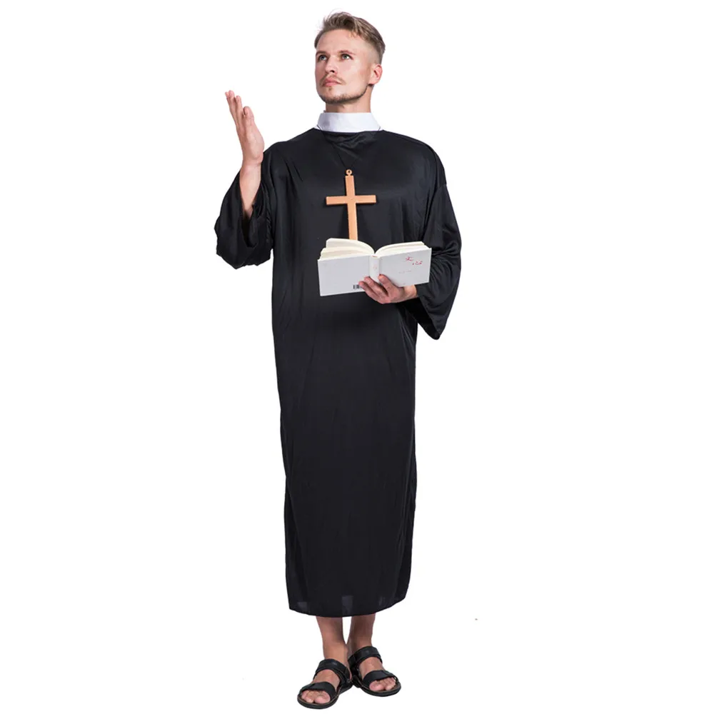 Volwassen Middeleeuwse Priest Robe Halloween Mannen Missionaris Cosplay Kostuum Carnaval Pasen Purim Fancy Dress