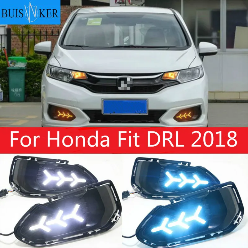 

2pcs Car Styling LED Daytime Running Lights for Honda Fit DRL 2018 Fog Light Front Lamp Automobile Accessories