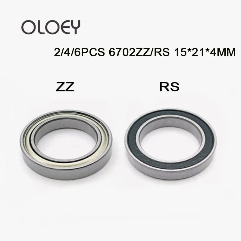 2/4/6PCS 6702RS ZZ Bearing  15*21*4 mm Thin Section 6702-2RS  Ball Bearings 61702 RS 6702 ZZ With Orange Sealed