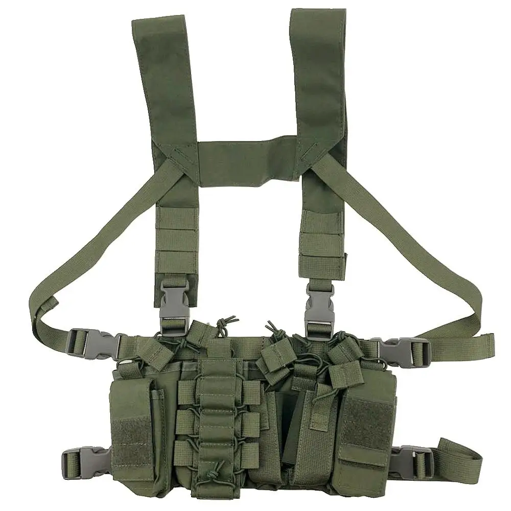 Tactical Chest Rig Bag Radio Harness Front Pouch Holster Military Vest Rig Bag Adjustable Functional Two Way Radio Waist Pouch