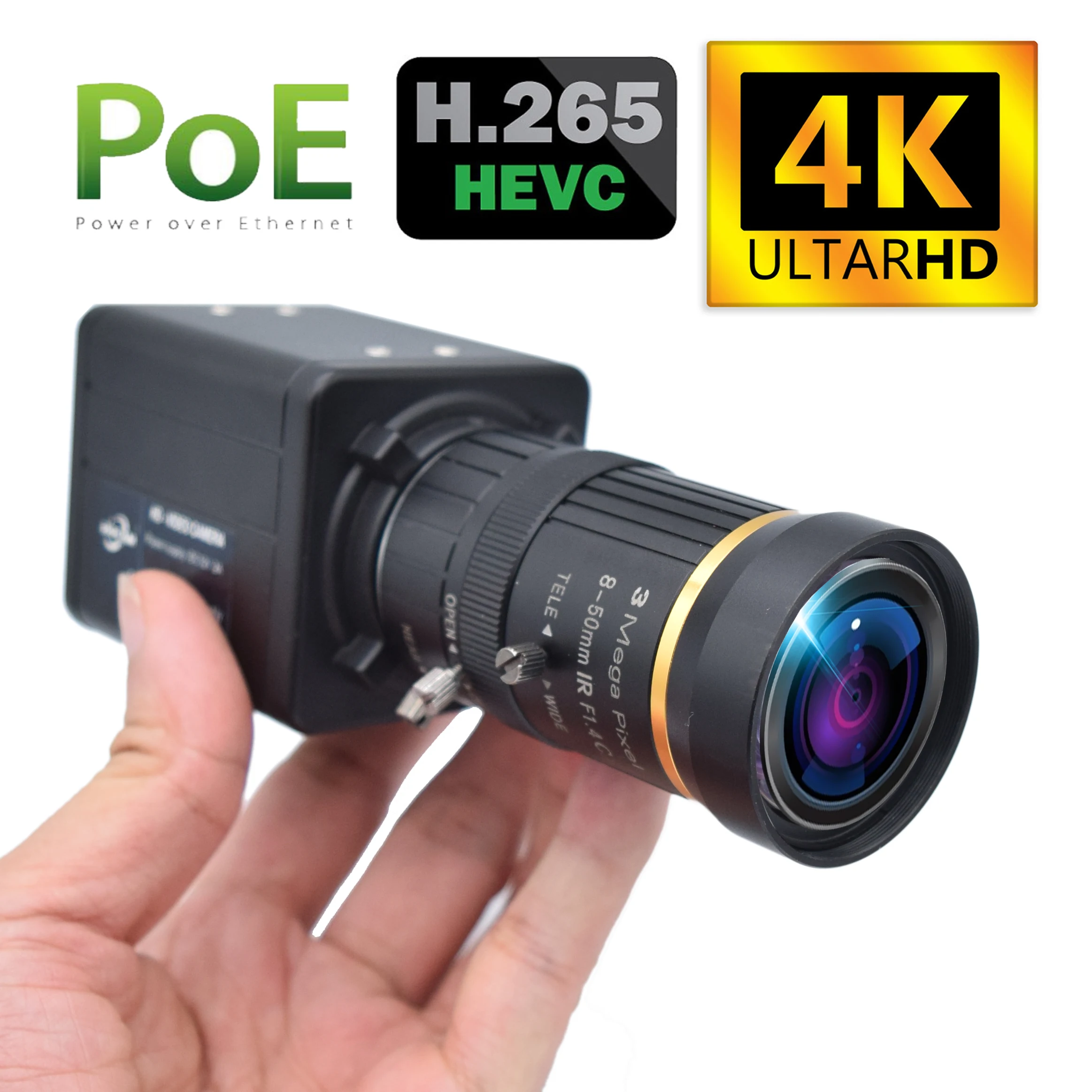 Mini BOX 4K kamera IP czujnik POE bezpieczeństwo kamera CCTV H.265 przemysł nadzór Audio wideo Hikvision kompatybilny