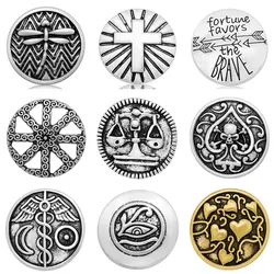 Beauty Charm Simple Round the brave hearts cross eye dragonfly 18MM Metal snap buttons for DIY snap jewelry wholesale