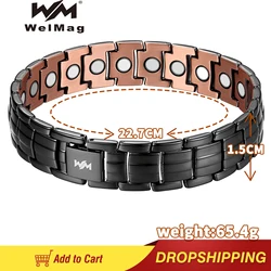 WelMag Healing Energy Copper Bracelets For Men Retro Black Plating Bracelets & Bangles For Arthritis Jewelry Dropshipping