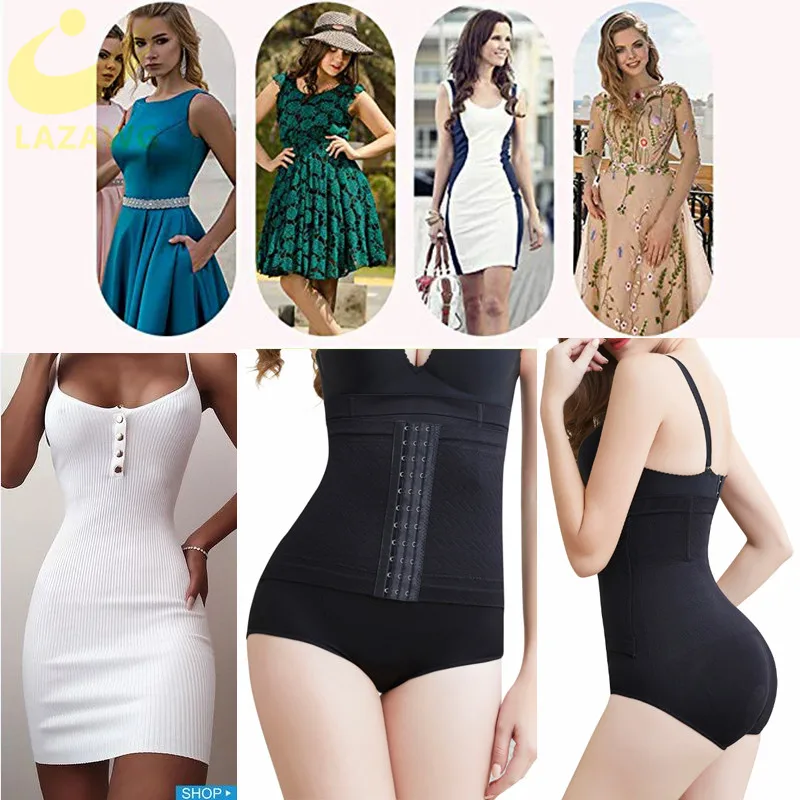 LAZAWG Women Butt Lifter Shapewear สูงเอวร่างกายควบคุม Tummy Shaper กางเกงขาสั้นเอวกางเกงกางเกง Hook Shapers