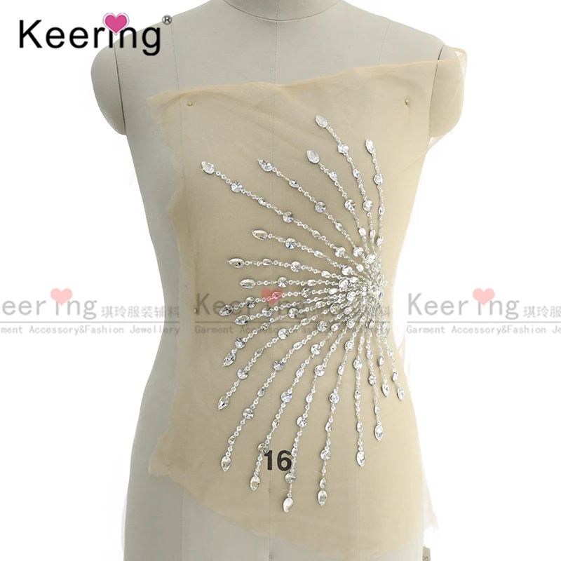 Keering Dual-Use Sequins Rhinestone Applique for Wedding, Bridal Ball Gown, New Arrival, WDP-209