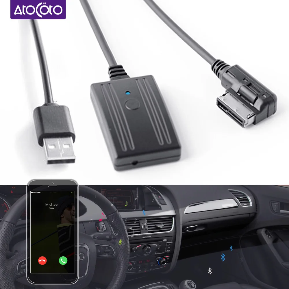 Bluetooth 5.0 Car Kit Phone Call Handsfree AUX USB Adapter for Audi A4 A5 A6 Q5 Q7 MMI 2G 3G System Media Interface MIC Input