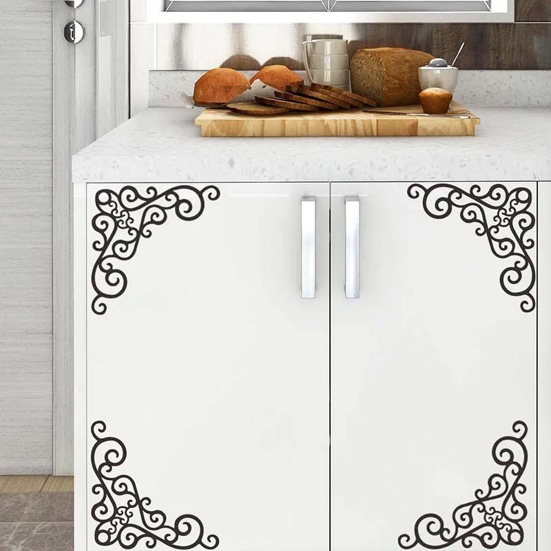 Black Iron Style Pattern Wall Sticker Show Window Corner Cabinet Home Decoration Mural Room Background Decor Removable Wallpaper