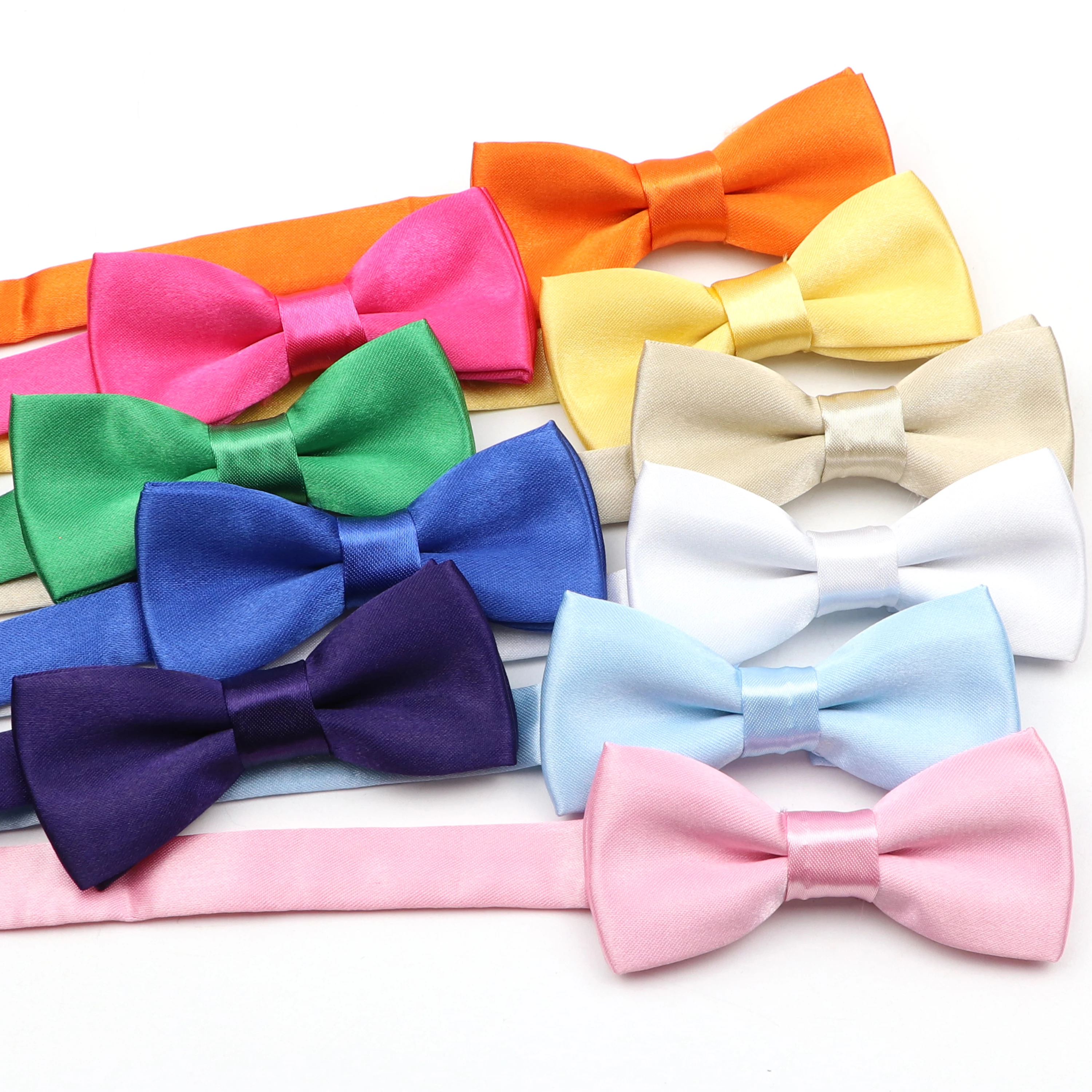 New Light Candy Color Kids Bow Tie Pink Beige Blue Satin Child Pet Small Butterfly Wedding Party Dinner Cravat Accessory Gift