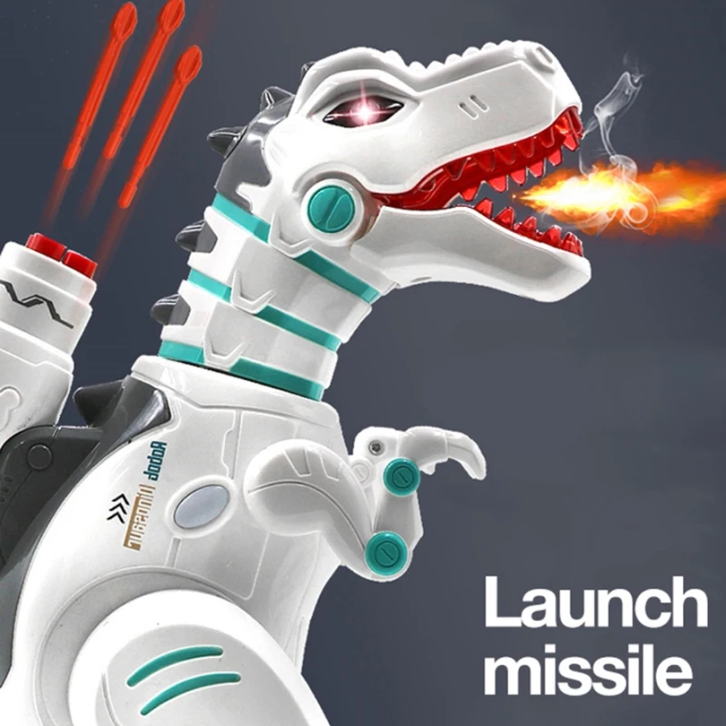 Multi-functional Intelligent Programing RC Robot Dinosaur Simulation Spray Fire 360° Stunt Rotation Dance Music RC Dinosaur Toy