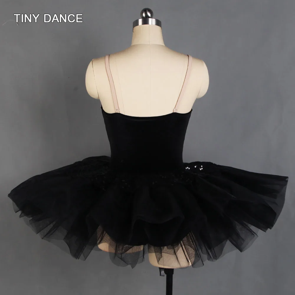 Adult Girls Leotard Dress with Feather Black Swan Ballet Dance Tutu Dress Ballerina Dance Costumes Platter Tutu Skirts 21076