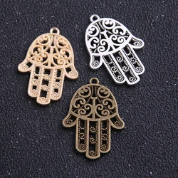 4pcs/lot 24*30mm  Three color Metal Alloy Hand of Fatima Charms Jewelry Hand Charms