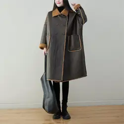 Feminino novo inverno coreano estilo com veludo longo outerwear grosso solto plus tamanho casaco do plutônio