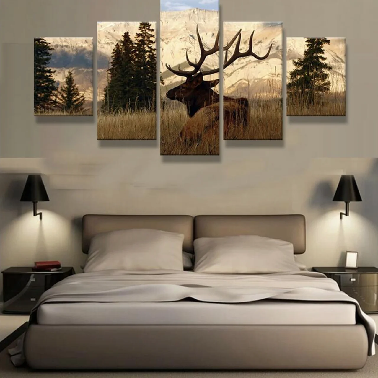 

Wall Art Canvas Painting, Animal Poster, Elk Ln the Forest, Abstract Art Picture, Oil Painting, Bedroom Wall Frameds, 5 Pcs