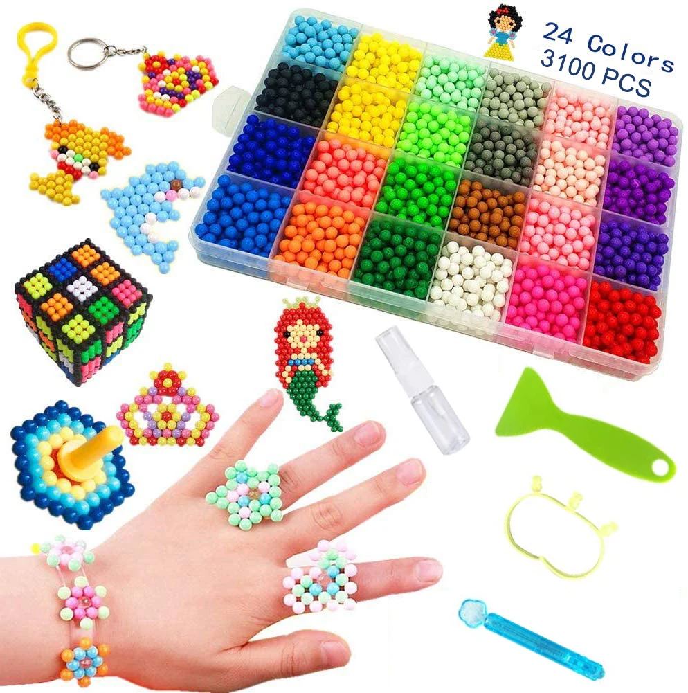 24color/set Water Magic Sticky Beads Set Puzzle Toys for Kids Children\'s Toy Education Brain Girls Boys