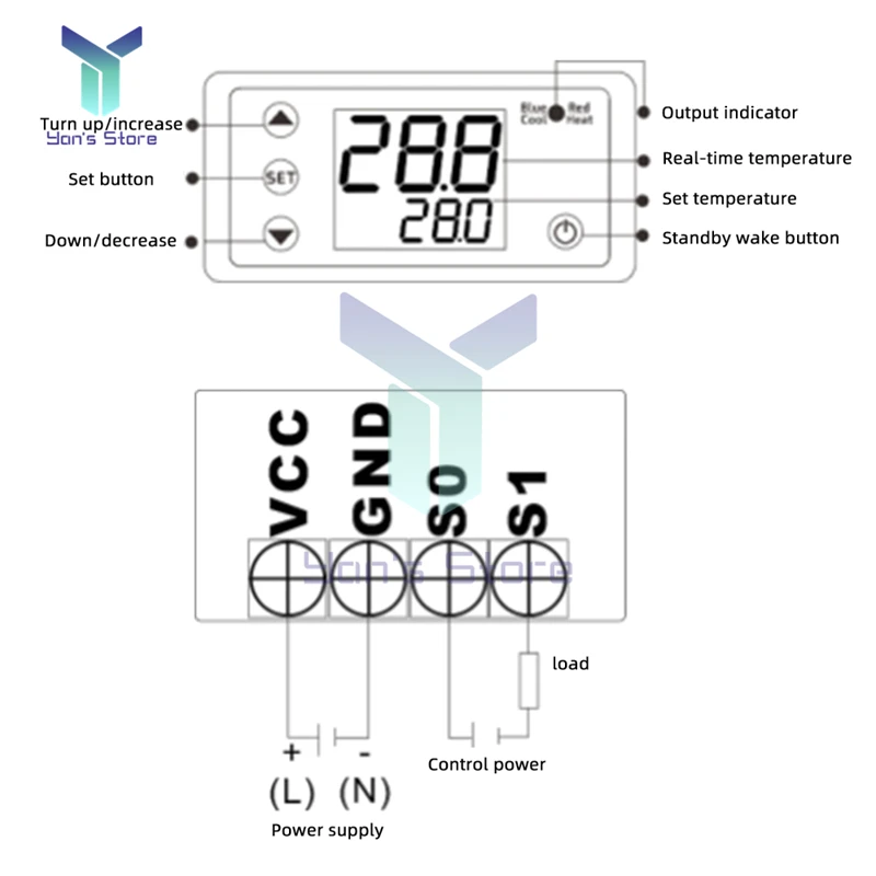 W3231 controlador de temperatura dc12v 24v ac110v 220v termostato digital termorregulador para incubadora caixa medidor temperatura teste