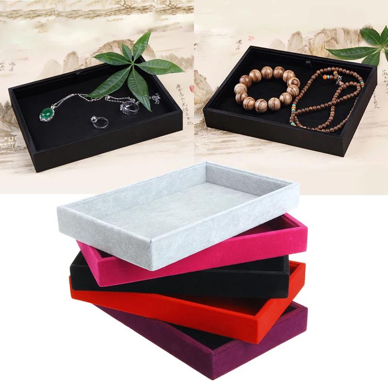 5Colors Stackable Jewelry Trays Inserts Velvet Catch All Jewelry Display Tray Case Bracket Boutique Decoration Storage Organizer