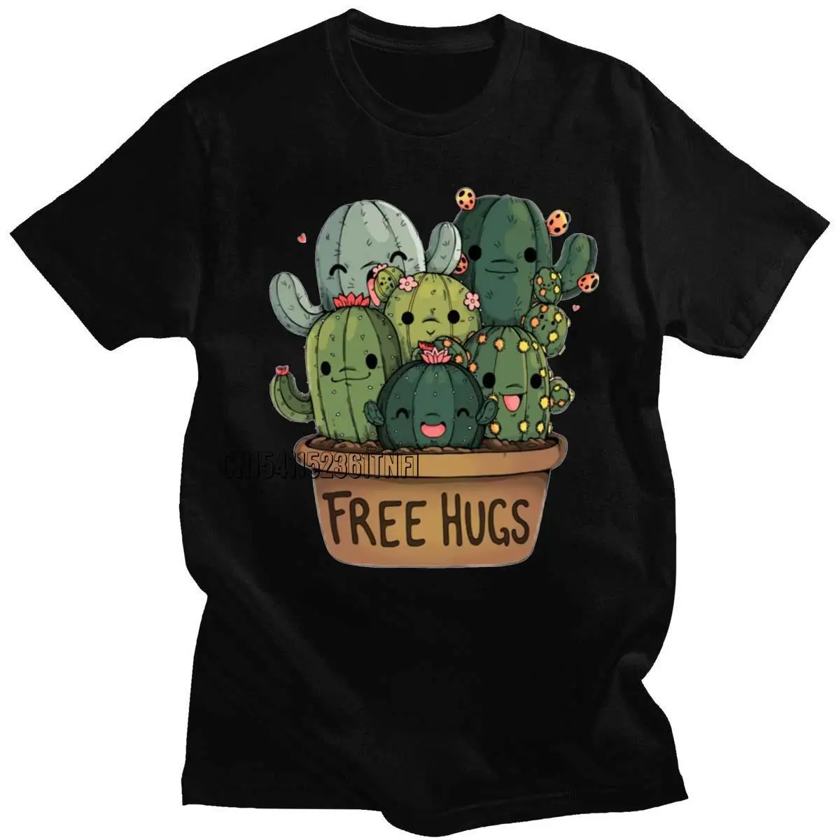 

Fashion Free Hug Plants Cactus Print Men Tee Shirt Female Graphic T Shirts Cotton T-Shirt Streetwear Camisas Tees Tshirt