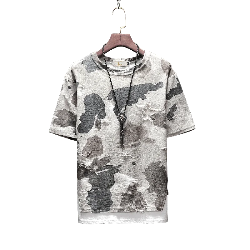 Brand Clothing spring Men design Tshirt short Sleeve Tactical Camouflage T-shirt  masculina tshirt Military broken T shirt