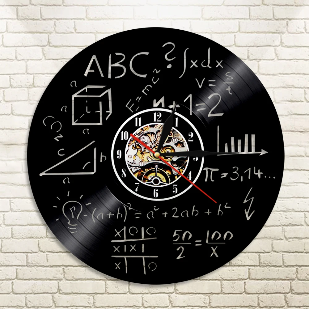 Math Formula Vinyl Record Wall Clock Science Art Math Equation Wall Clock Modern Design Wall Watch Decor For Math Teacher Gift